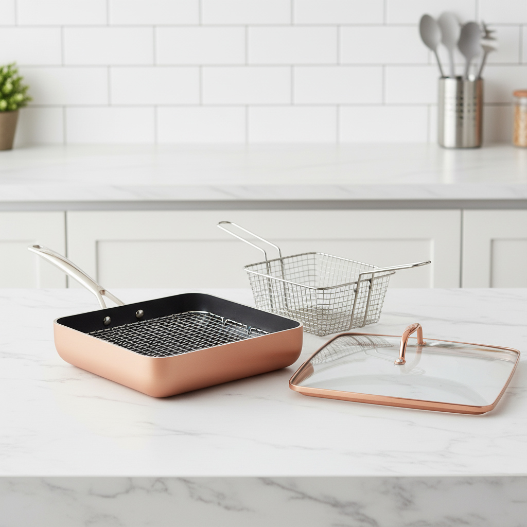 Multifunktionelt kobberpandesæt 5-i-1 (4 dele)