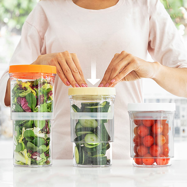 Størrelsesjusterbare opbevaringsbokse (3-sæt)