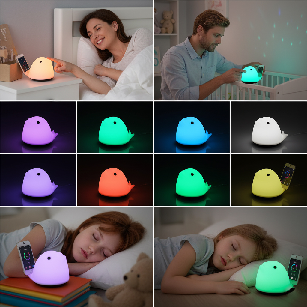 Genopladelig lampe i hvalform