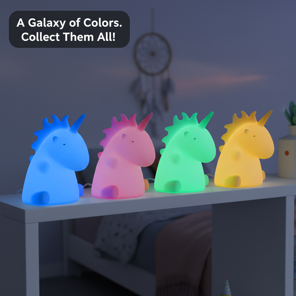 Lampe i enhjørningedesign, flerfarvet