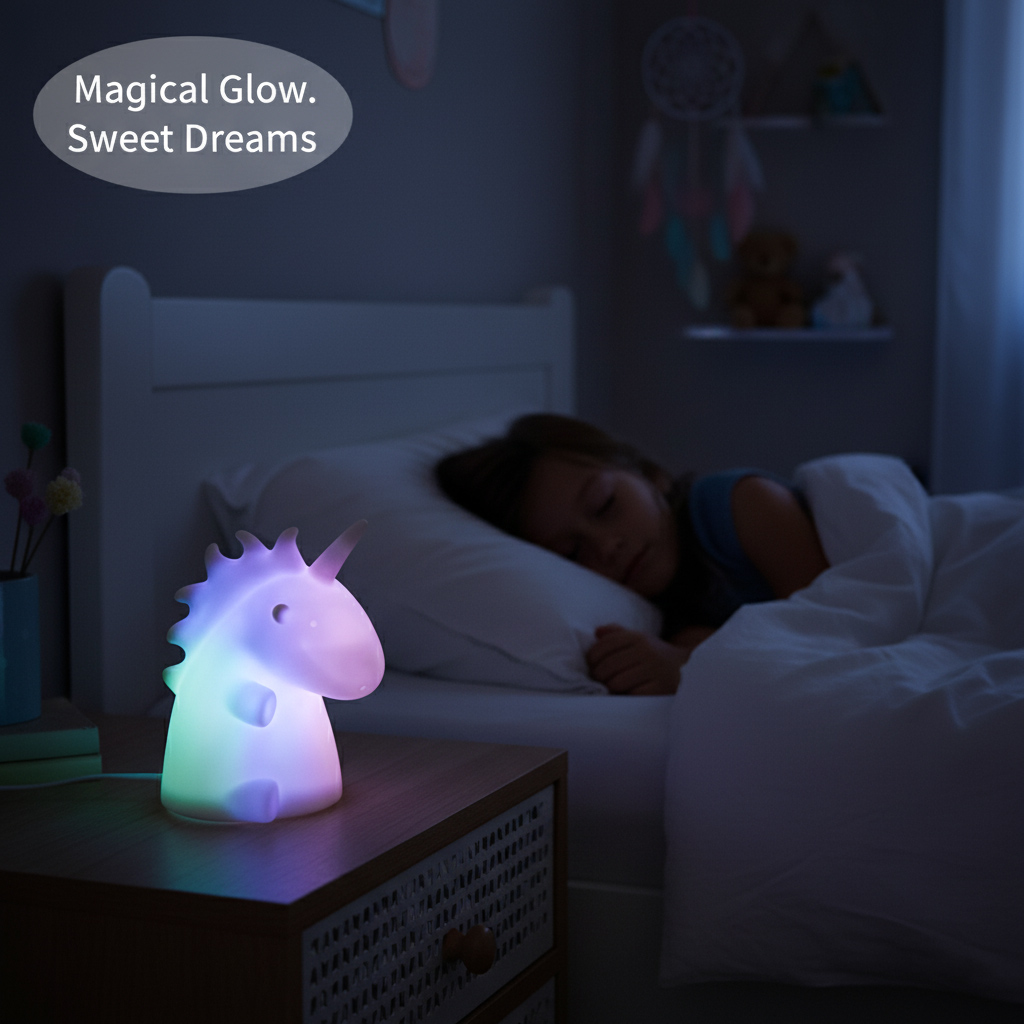 Lampe i enhjørningedesign, flerfarvet