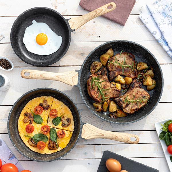 Premium stegepande med granit effekt (28 cm)